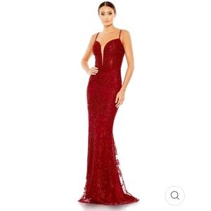 Mac Duggal 20330 Embellished Plunge Neck Illusion Mermaid Gown